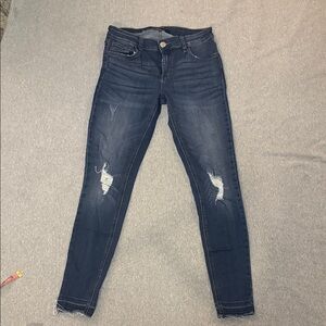 Dark Blue Distressed Skinny Jeans